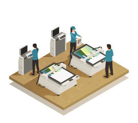 Wall Mural - Printing House Production Isometric composition 