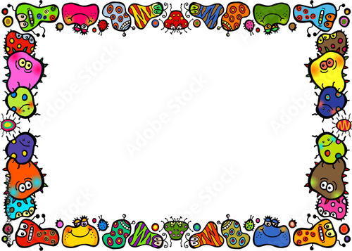 Doodle Cartoon Bacteria Page Border Stock Illustration | Adobe Stock