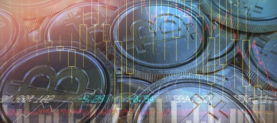 Poster - Composite image of stocks and shares