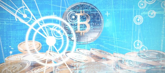 Poster - Composite image of blue matrix and codes