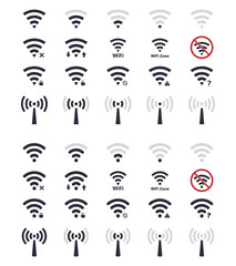Poster - wifi signs and icons, wireless signal symbols