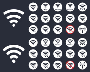 Poster - wireless icons set, wifi signs and symbols, internet connection