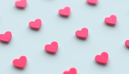Poster - Abstract 3d rendering of heart shapes. Love symbol, modern Valentine's day background design for poster, cover, branding, banner