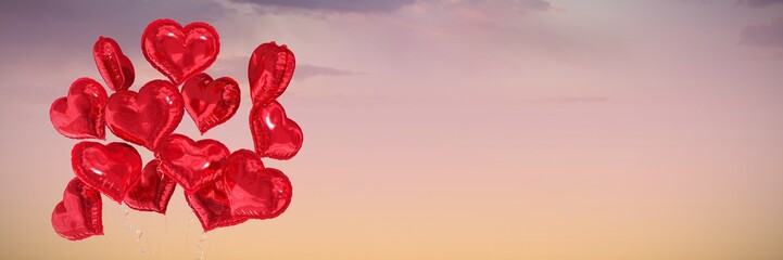 Poster - Composite image of heart balloons