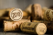 close up of a 2018 vintage new year wine cork with a copyspace