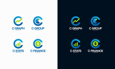 Wall Mural - set of c initial finance and marketing logo designs concept, c graph logo, c stats logo, c finance l