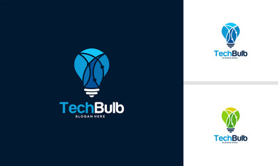 Wall Mural - Tech Bulb logo designs concept, Bright Bulb Idea logo designs vector