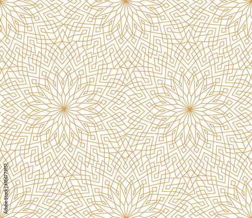 Fotomural Abstract floral line oriental tile pattern. Arabic ornament