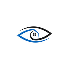 Real estate logo concept of eye and house vector