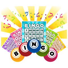 Canvas Print - Illustration of bingo game cards and balls