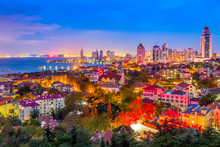 The Nightscape Of The Beautiful City Of Qingdao