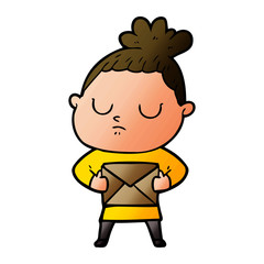 cartoon calm woman