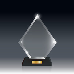 Poster - Realistic Blank Vector Acrylic Glass Trophy Award dark gray bg_73