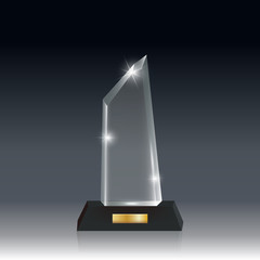 Poster - Realistic Blank Vector Acrylic Glass Trophy Award dark gray bg_85