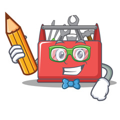 Student tool box character cartoon