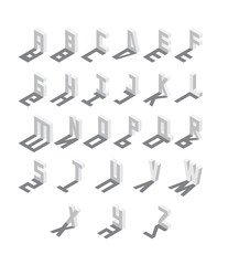 Poster - Isometric letters sequence from A to Z. English font, drawn with shadows, isolated on white background