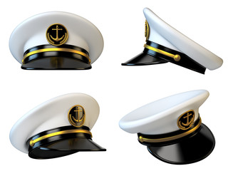 Sticker - Navy cap, ship officer, admiral, sailor, naval captain hat various views 3d rendering