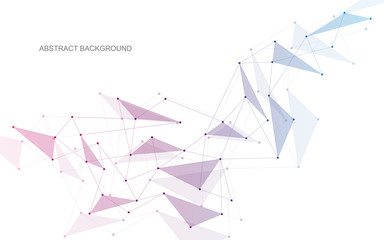 Vector global creative social network. Abstract polygonal background with lines and dots.