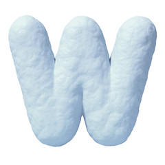 Wall Mural - Snow font 3d rendering letter W