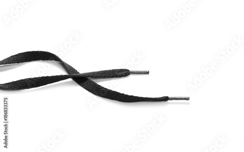 Black shoelaces isolated on white background Tableau sur Toile