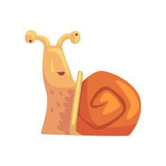 Sticker - Disoriented funny snail, cute comic mollusk character cartoon vector Illustration