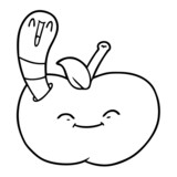 Fototapeta  - cartoon happy worm in an apple