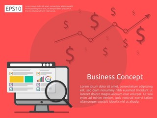 Poster - market business research strategy, data analysis development banner in flat vector concept