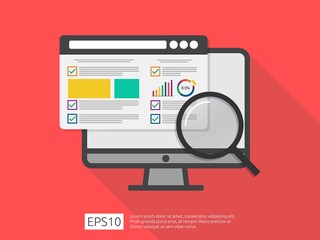 Poster - market business research strategy, data analysis development banner in flat vector concept