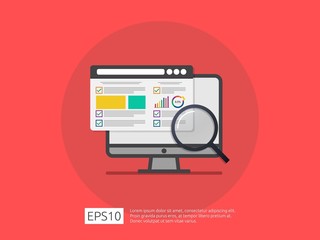 Poster - market business research strategy, data analysis development banner in flat vector concept