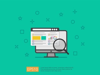 Poster - market business research strategy, data analysis development banner in flat vector concept