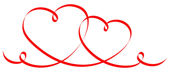 Poster - 2 Connected Red Calligraphy Hearts