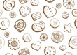 Hand drawn cookies pattern seamless design on white background vector illustration