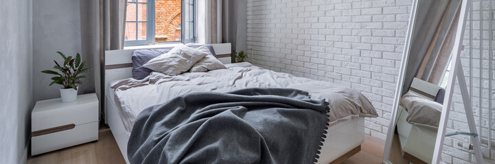 Wall Mural - Loft bedroom with brick wall