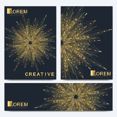 Aufkleber - Modern vector template for brochure, leaflet, flyer, cover, catalog, magazine or annual report in A4 size. Business, science and technology design book layout. Presentation with golden mandala.