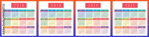 Poster Calendar, 2021, 2020, 2019, 2018, set, template, series