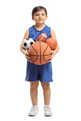 Sticker - Little boy holding sports balls