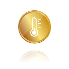 Poster - Thermometer - Gold Münze mit Reflektion