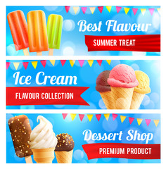 Wall Mural - Ice cream chocolate and vanilla dessert 3d banner