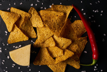 Wall Mural - Mexican cheese nachos or corn chips