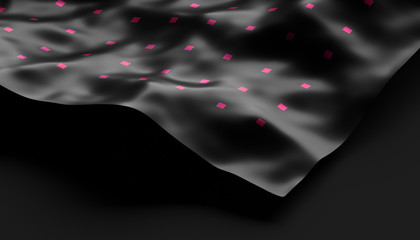 Poster - Abstract 3d rendering of smooth surface with ripples, cloth with waves, modern background design for poster, cover, branding, banner, placard