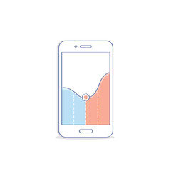 Poster - Stock market financial chart on mobile display. Flat outline vector illustration icon concept of marketing report, stock exchange, investments, funds, traffic, volume, earnings, accounting