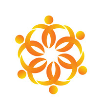 Group Of People Forming Orange Flower Icon