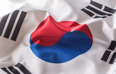 Wall Mural - South korea flag. Colorful South Korea flag waving in the wind