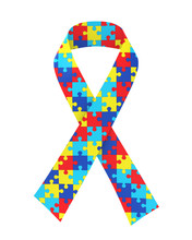 Puzzle Ribbon Autism Awareness Isolated