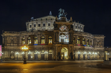 Wall Mural - Semperoper in Dresden at night,Saxony,Germany