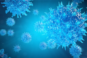 Wall Mural - viral hepatitis infection causing chronic liver disease, hepatitis viruses. 3d illustration