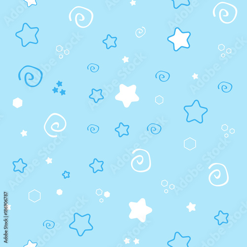 Seamless pattern baby set on blue background. cute illustration of a