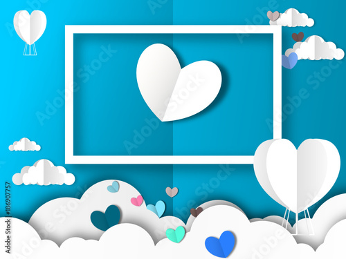 Coeur Et Amour Qui S Envole Saint Valentin Coeur Nuage Origami Stock Vector Adobe Stock