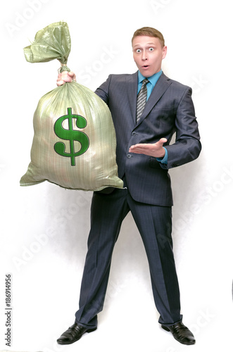Fotografía Business man with profit money bag