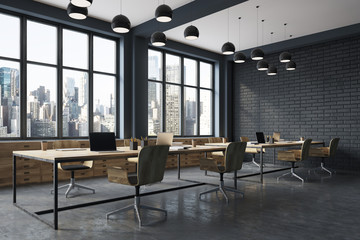 Wall Mural - Black brick meeting room corner